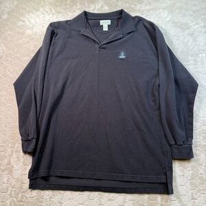 VTG Izod Rugby Polo Shirt Mens XL Solid Black Long Sleeve Heavyweight